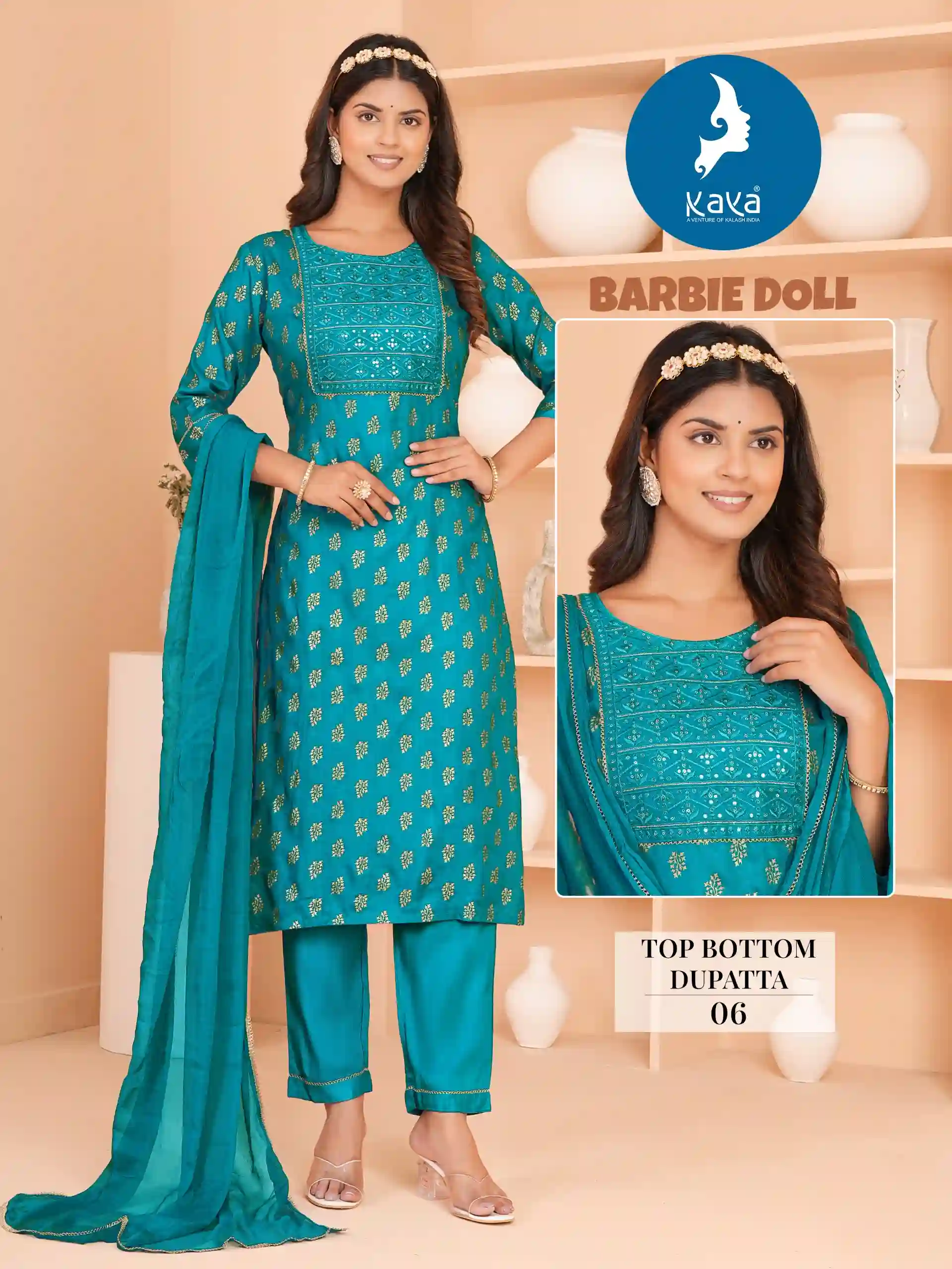 Kaya Barbie Doll Rayon Print Wholesale Readymade Salwar Suit Catalog — Wholesale Readymade Suit, Kaya wholesale from Surat — view 5